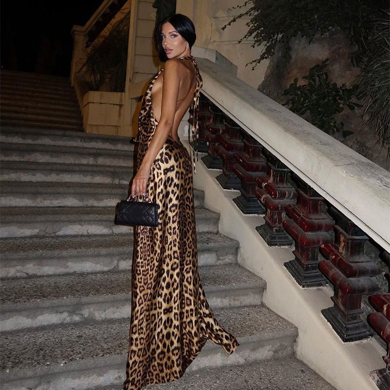 Backless Leopard Dress